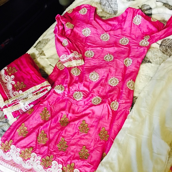 Salwar Kameez Dresses & Skirts - Pink and white Salwar Kameez